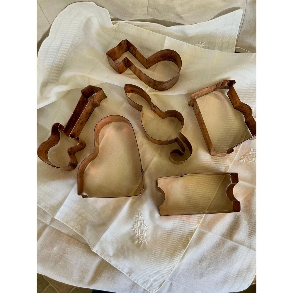 Vintage Omaha NE Heavy Copper Music Cookie Cutters, 6-Piece Orchestra Set